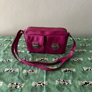 Fossil Riley Fuchsia Leather Crossbody Bag
